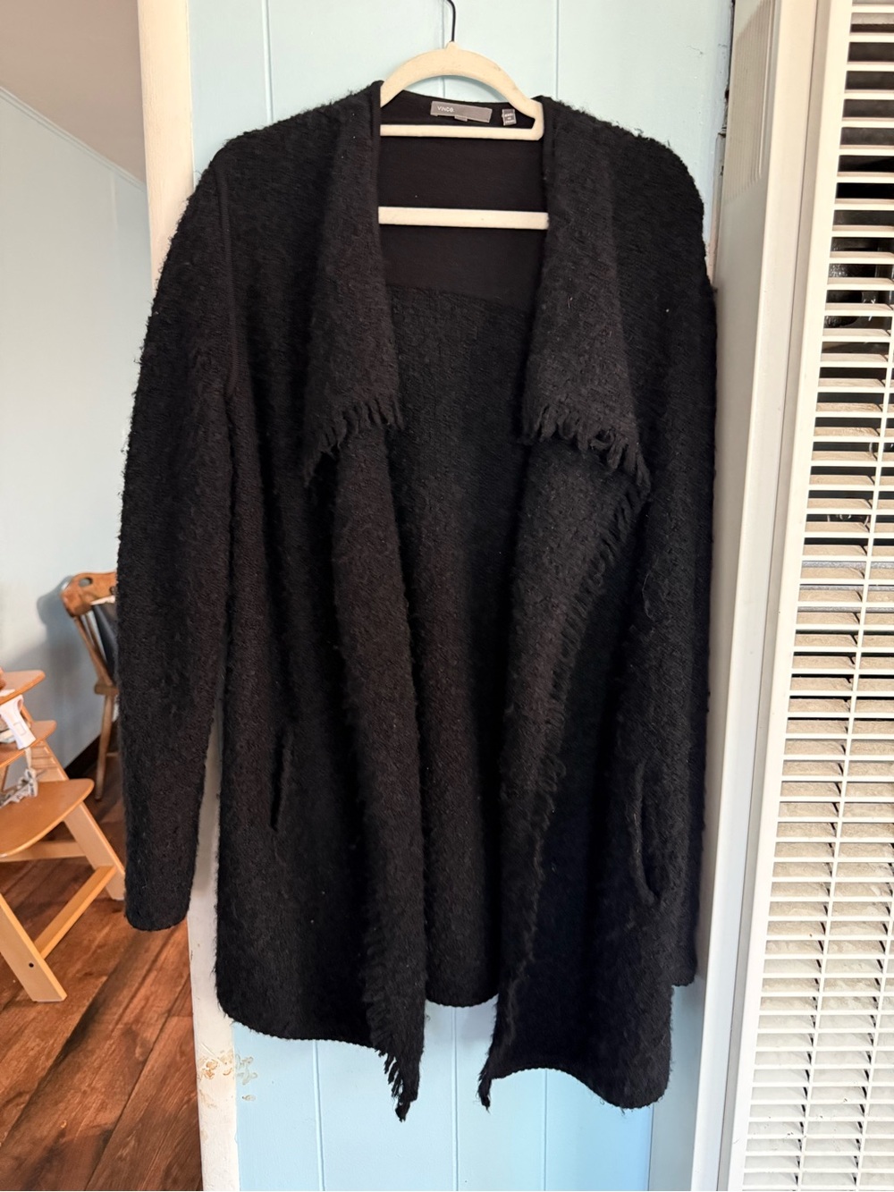 Vince Black Open-Front Textured Cardigan
